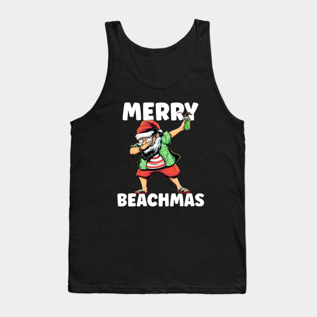 Merry Beachmas Dabbing Beach Santa Christmas Tank Top by BDAZ